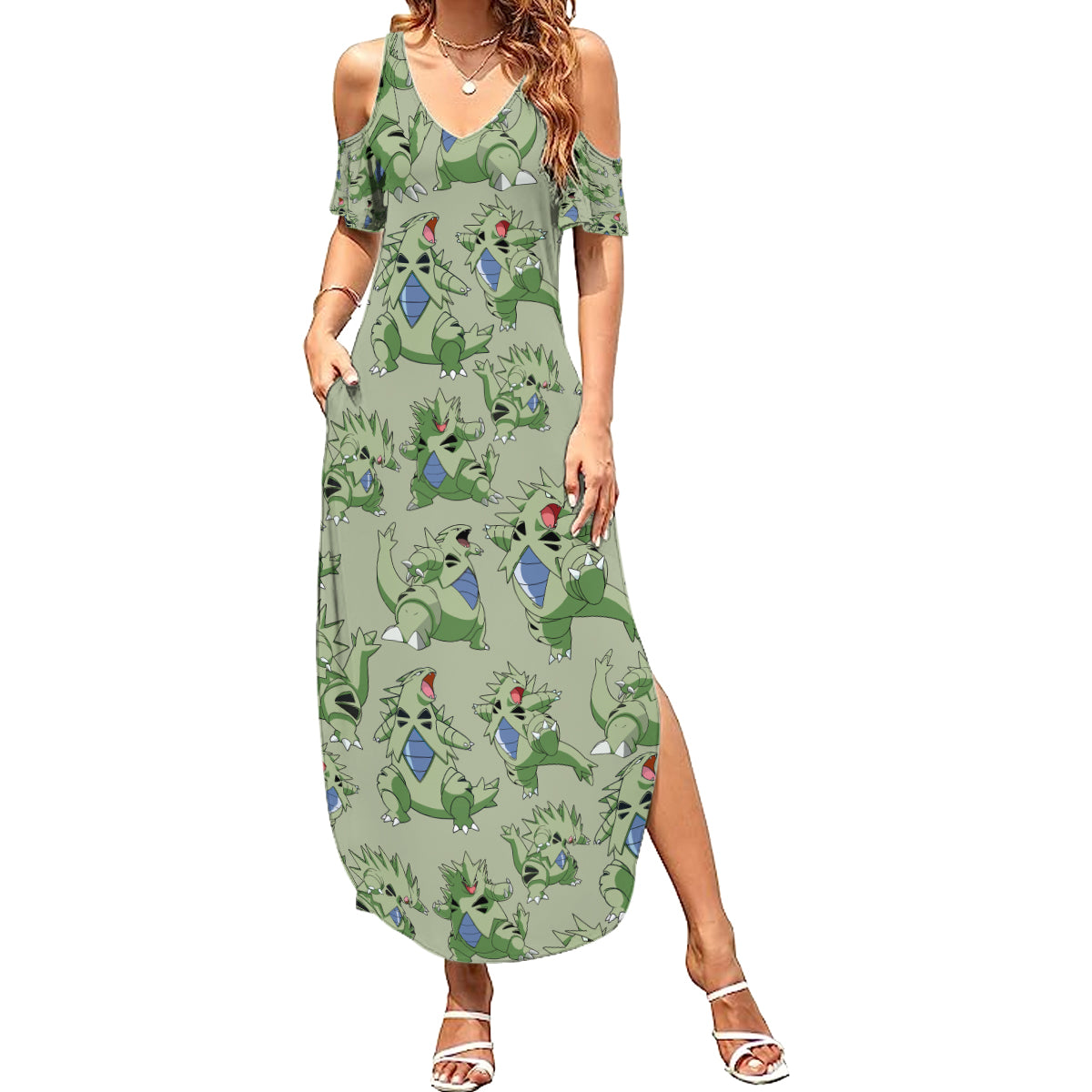 Tyranitar Pattern Style Summer Maxi Dress