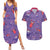 Gengar Clothes Pattern Style Couples Matching Summer Maxi Dress and Hawaiian Shirt