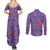 Gengar Clothes Pattern Style Couples Matching Summer Maxi Dress and Long Sleeve Button Shirt