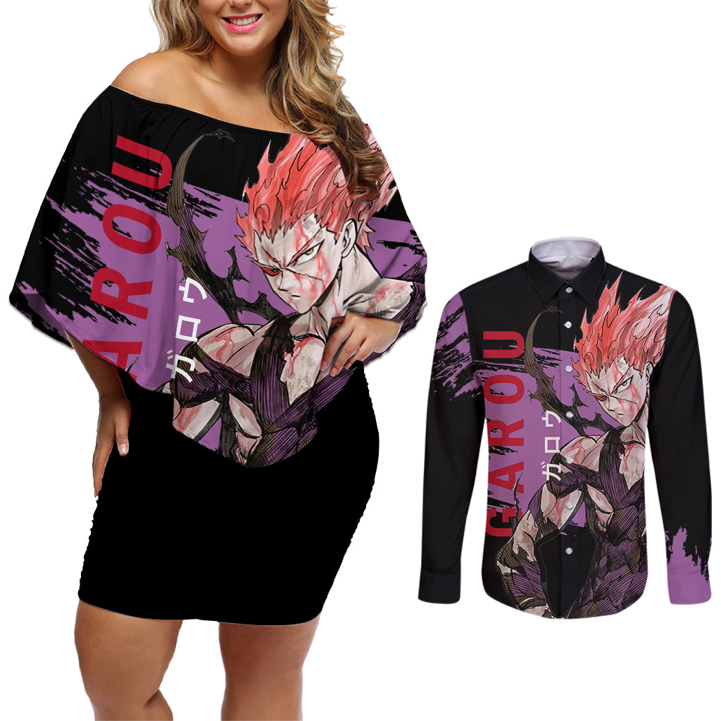 Garou - Anime OPM Couples Matching Off Shoulder Short Dress and Long Sleeve Button Shirt