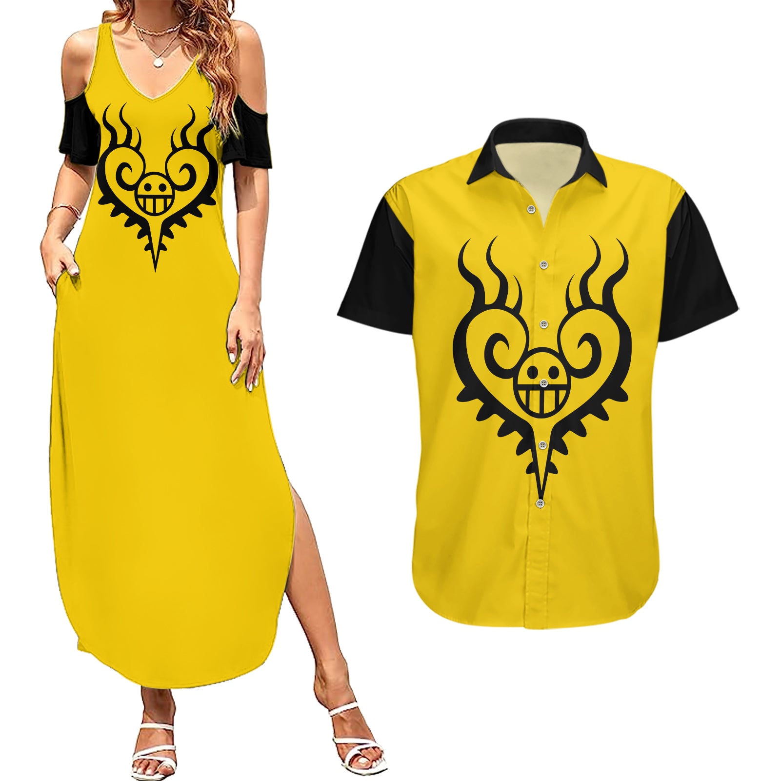 Trafalgar Law Surgeon of Death - One Piece Couples Matching Summer Maxi Dress and Hawaiian Shirt