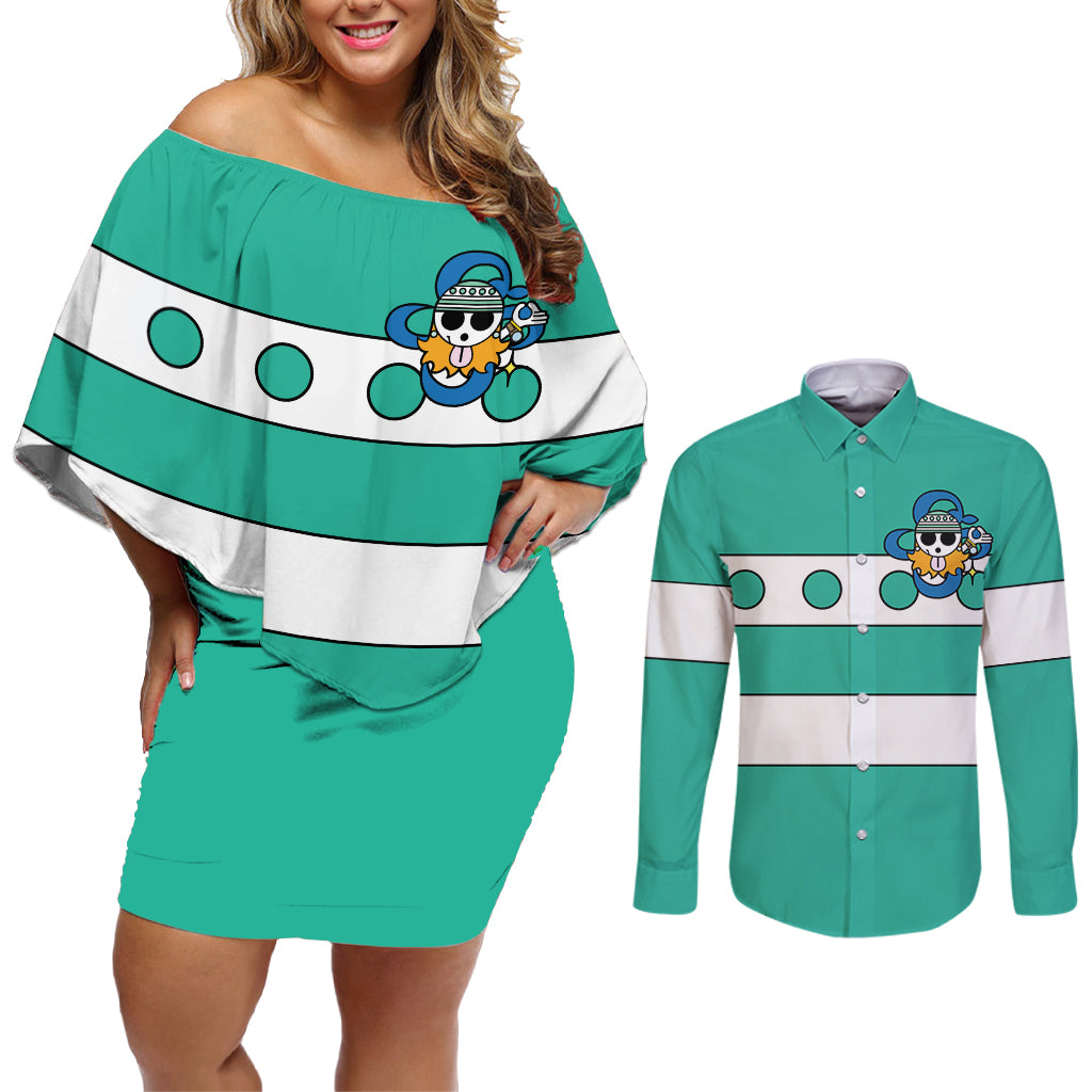 Nami - One Piece Couples Matching Off Shoulder Short Dress and Long Sleeve Button Shirt