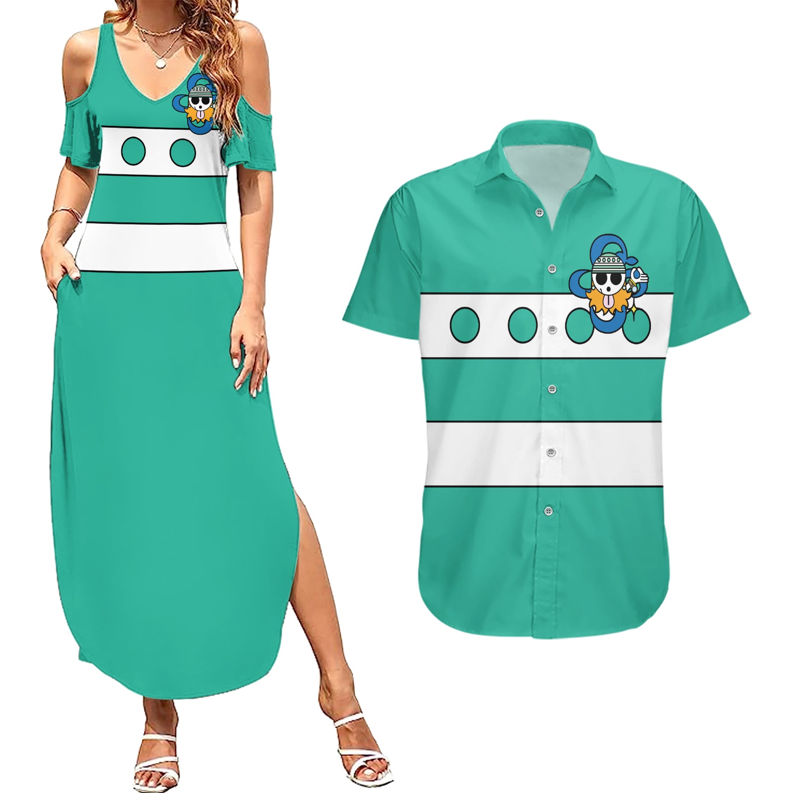 Nami - One Piece Couples Matching Summer Maxi Dress and Hawaiian Shirt