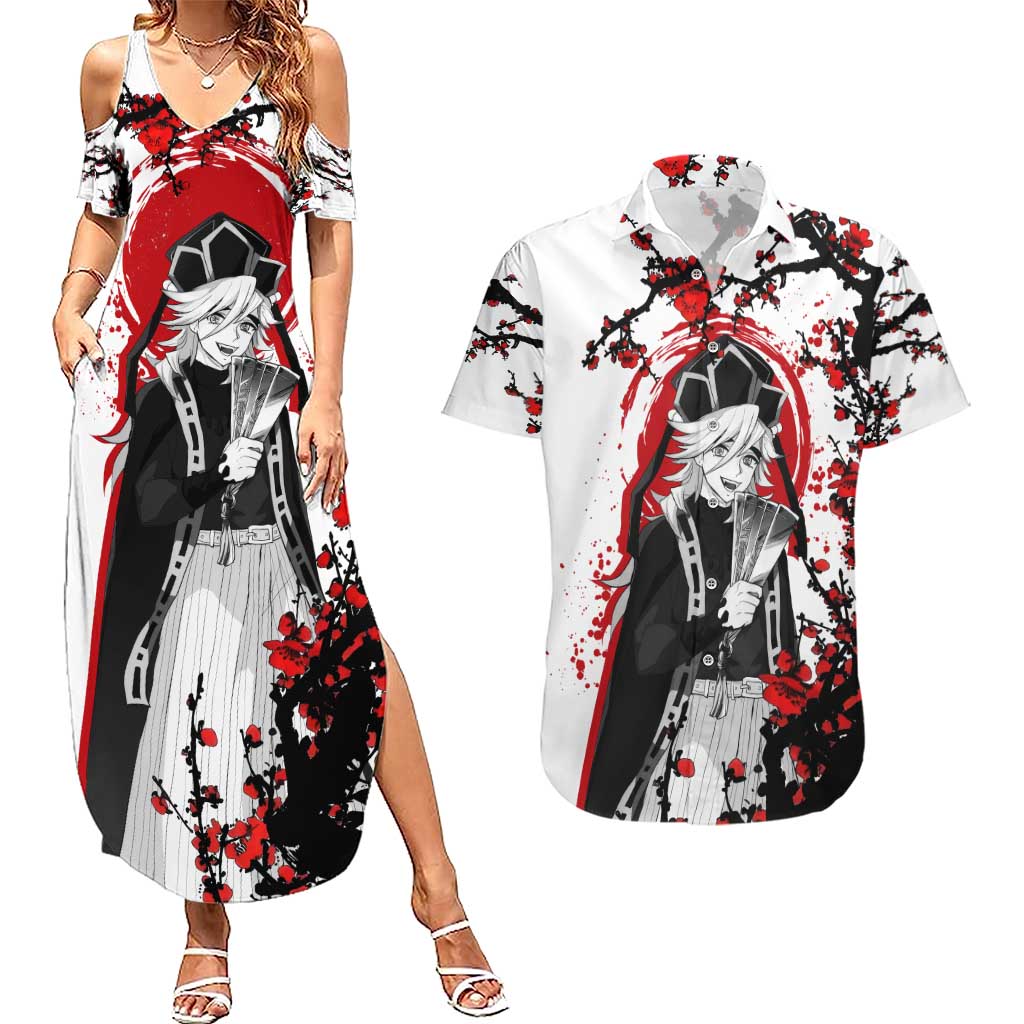 Doma - Demon Slayer Couples Matching Summer Maxi Dress and Hawaiian Shirt Anime Japan Style