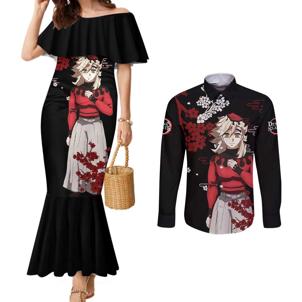 Doma - Demon Slayer Couples Matching Mermaid Dress and Long Sleeve Button Shirt Anime Japan Style