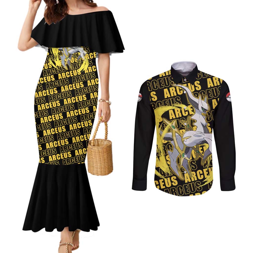 Arceus - Pokemon Couples Matching Mermaid Dress and Long Sleeve Button Shirt Anime Mix Pattern Style