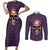 skull-couples-matching-short-sleeve-bodycon-dress-and-long-sleeve-button-shirts-hello-darkness-my-old-friend-horror-seamless-pattern-purple