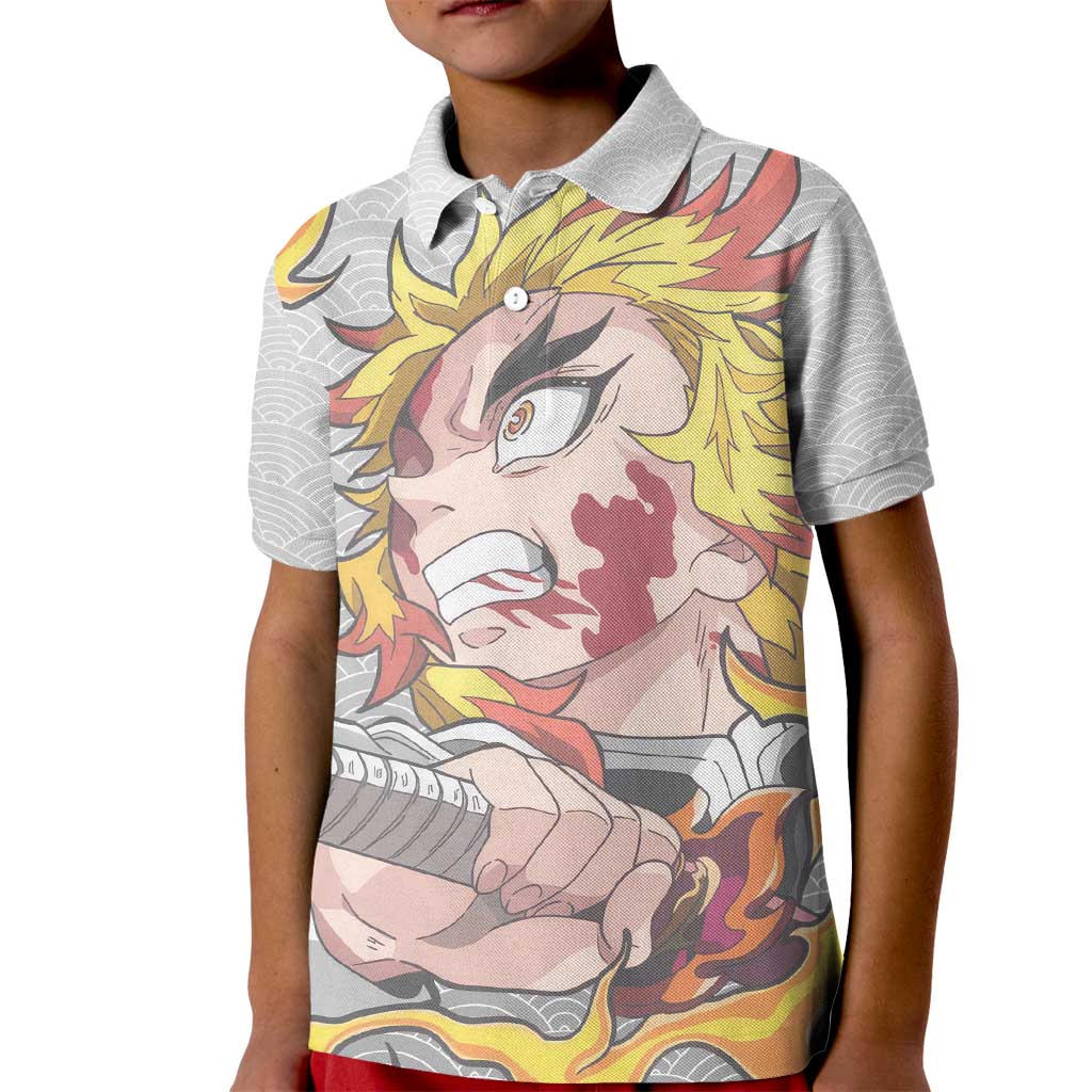 Rengoku Kyojuro - Demon Slayer Kid Polo Shirt Anime Style