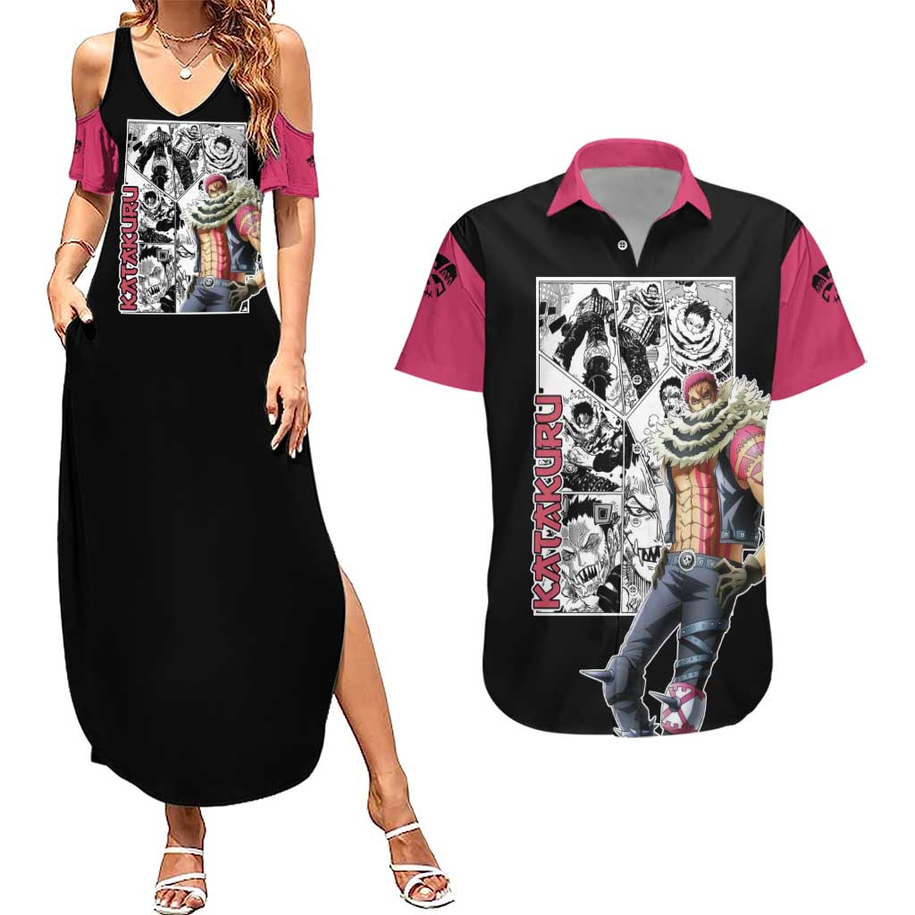 Katakuri - One Piece Couples Matching Summer Maxi Dress and Hawaiian Shirt Anime Mix Manga Style