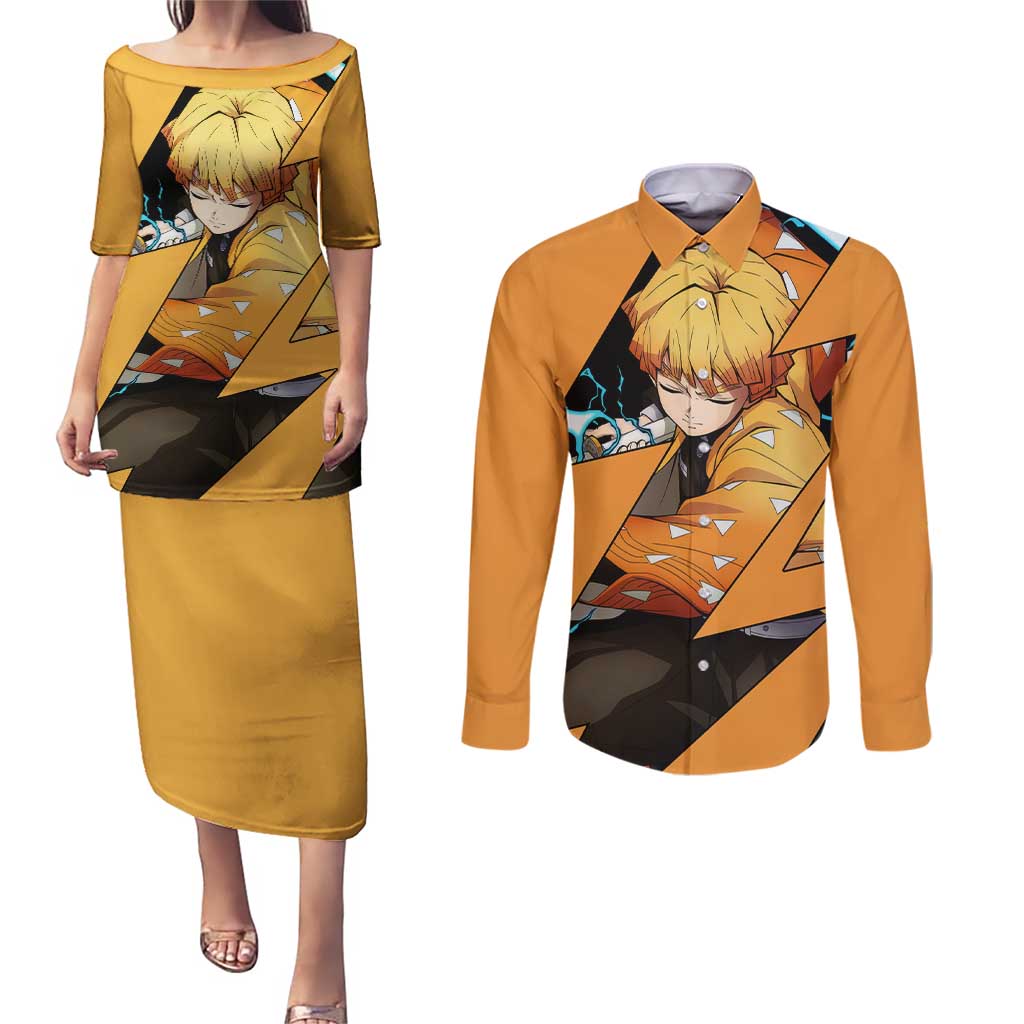 Zenitsu - Demon Slayer Couples Matching Puletasi and Long Sleeve Button Shirt Anime Style