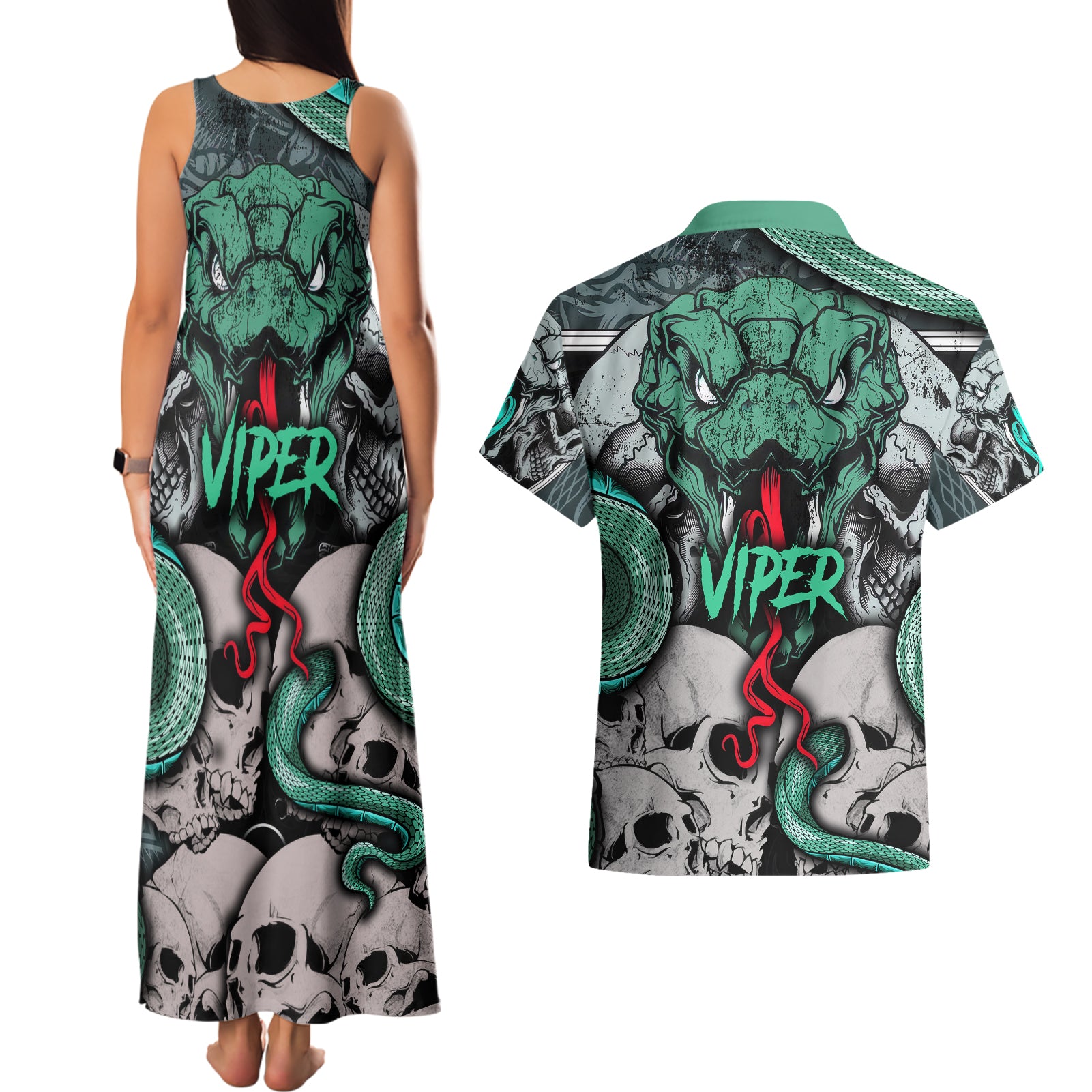 infernal-trio-couples-matching-tank-maxi-dress-and-hawaiian-shirt-skull-viper-and-sinister-snake