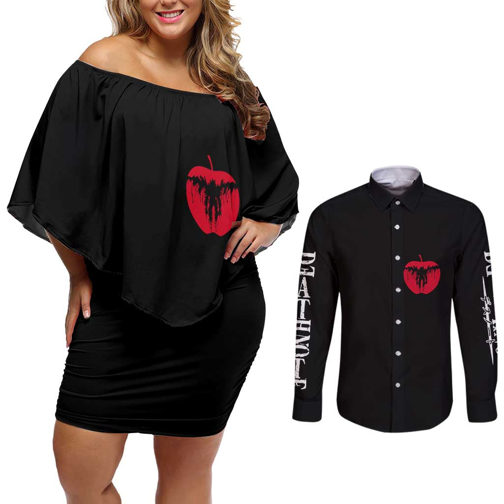 Light Yagami Death Note Couples Matching Off Shoulder Short Dress and Long Sleeve Button Shirt Anime Mix Manga Style