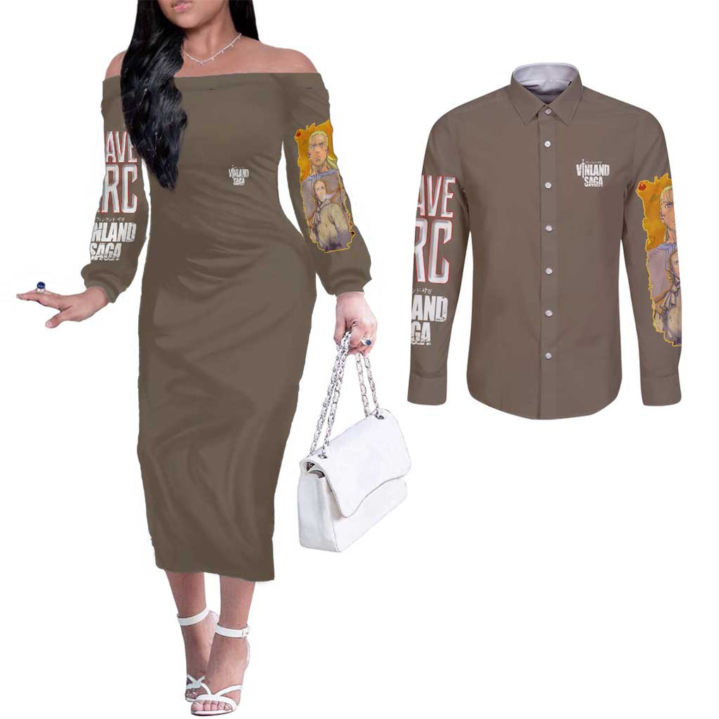 Slave Arc Vinland Saga Couples Matching Off The Shoulder Long Sleeve Dress and Long Sleeve Button Shirt Japan Anime Style