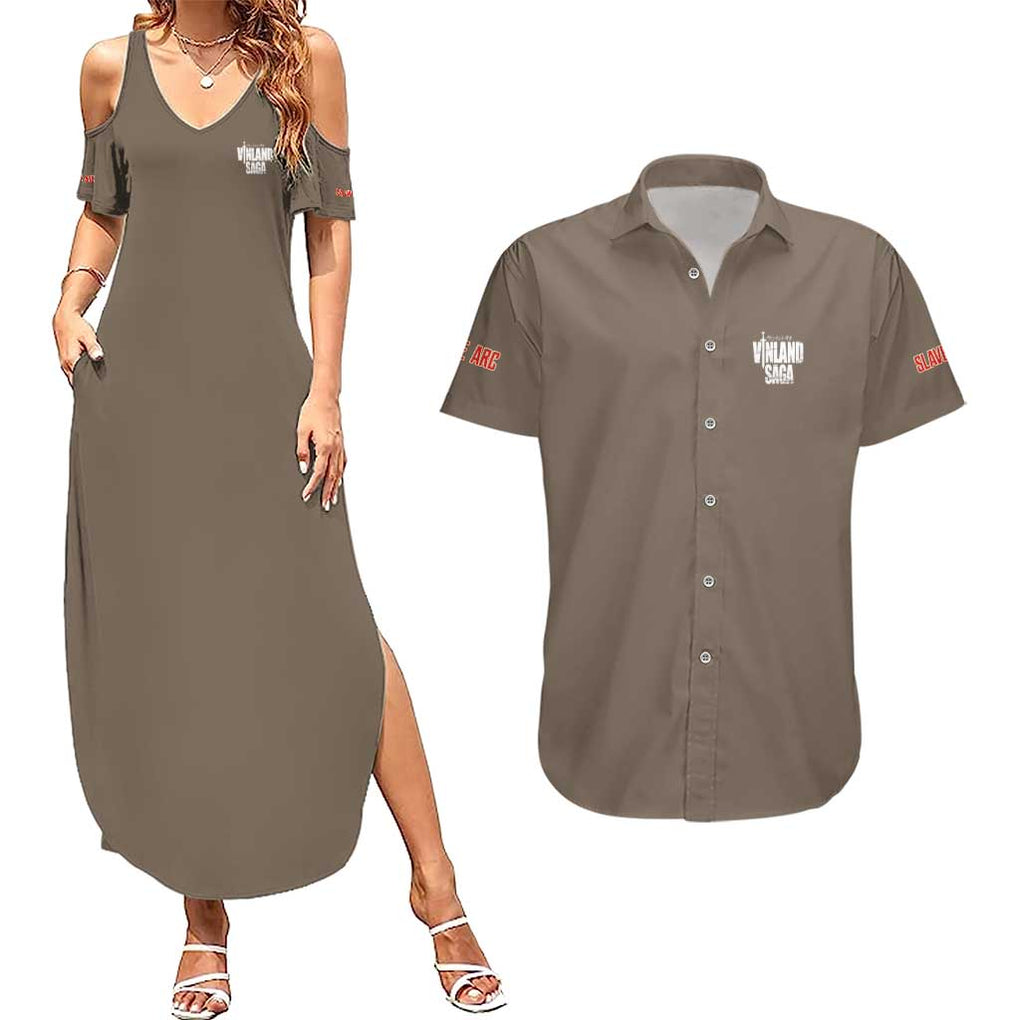 Slave Arc Vinland Saga Couples Matching Summer Maxi Dress and Hawaiian Shirt Japan Anime Style