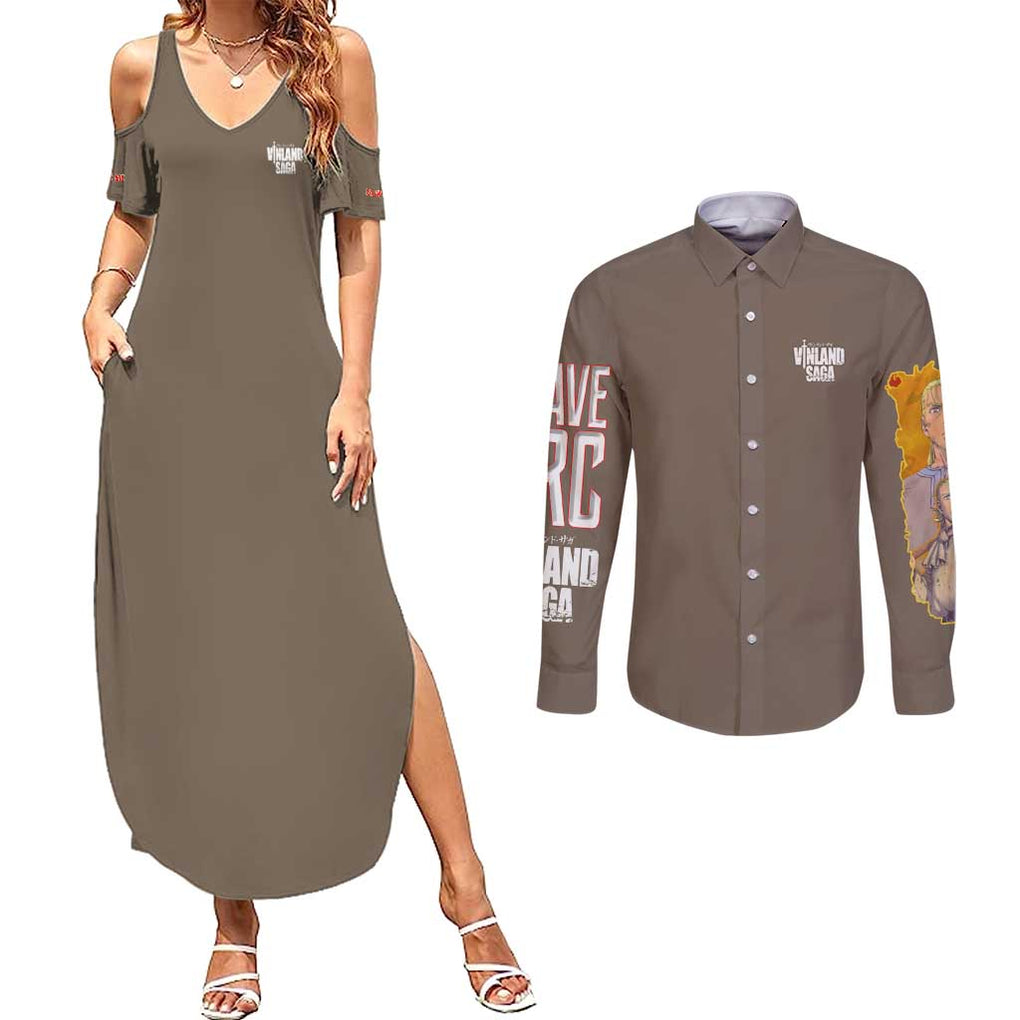 Slave Arc Vinland Saga Couples Matching Summer Maxi Dress and Long Sleeve Button Shirt Japan Anime Style