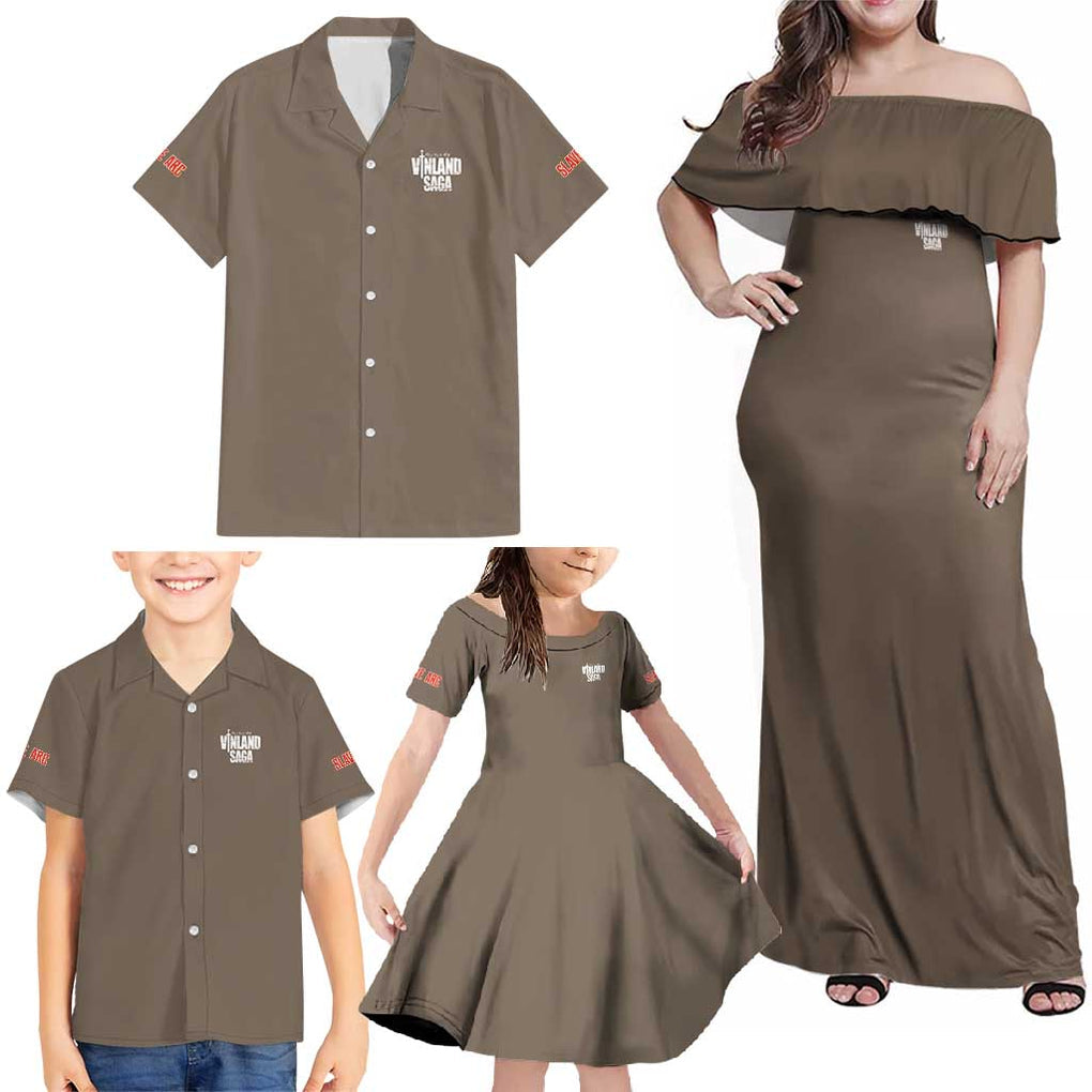 Slave Arc Vinland Saga Family Matching Off Shoulder Maxi Dress and Hawaiian Shirt Japan Anime Style