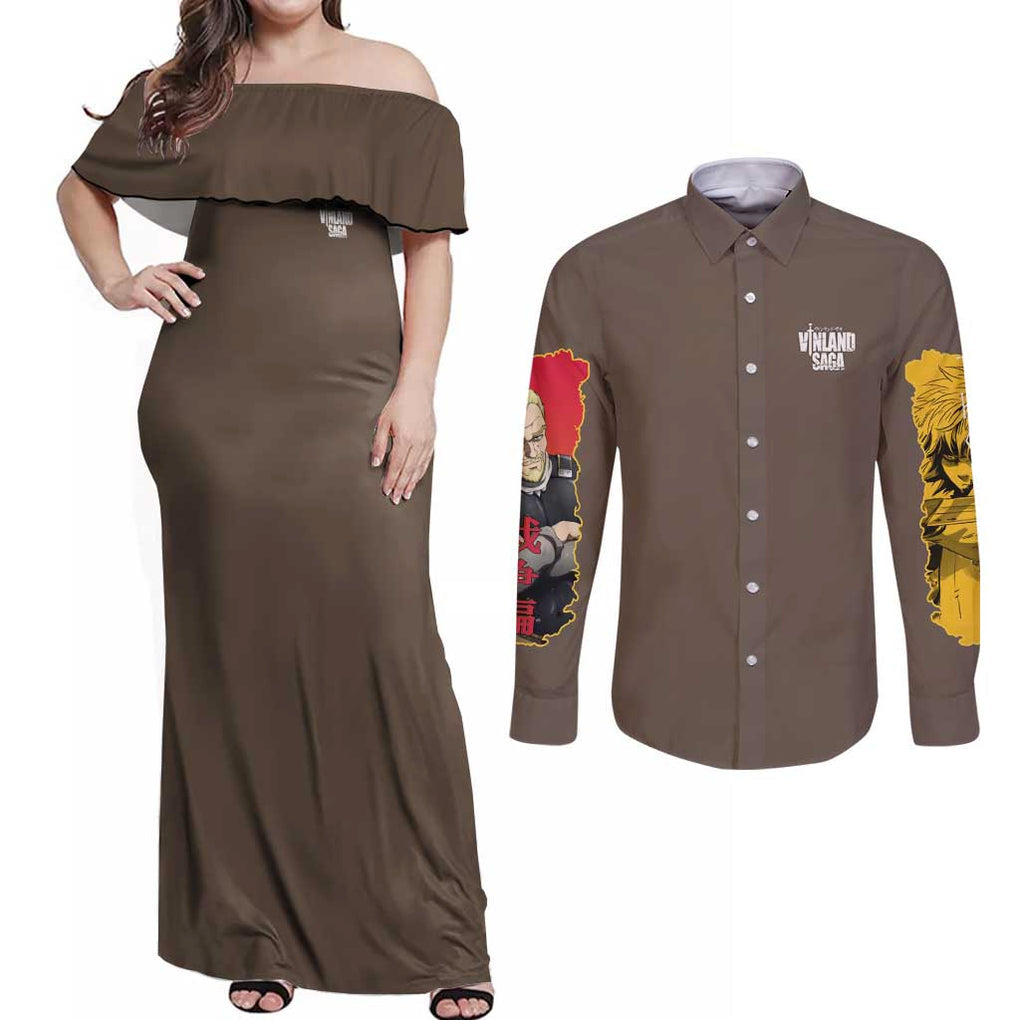 War Arc Vinland Saga Couples Matching Off Shoulder Maxi Dress and Long Sleeve Button Shirt Japan Anime Style