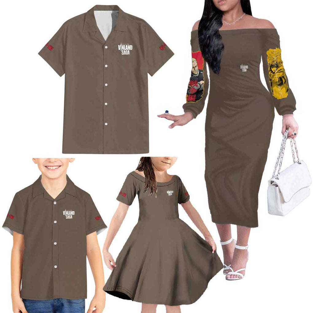 War Arc Vinland Saga Family Matching Off The Shoulder Long Sleeve Dress and Hawaiian Shirt Japan Anime Style