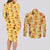 Charmander Pattern Style Couples Matching Long Sleeve Bodycon Dress and Long Sleeve Button Shirt