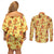 Charmander Pattern Style Couples Matching Off Shoulder Short Dress and Long Sleeve Button Shirt