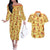 Charmander Pattern Style Couples Matching Off The Shoulder Long Sleeve Dress and Hawaiian Shirt