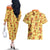 Charmander Pattern Style Couples Matching Off The Shoulder Long Sleeve Dress and Hawaiian Shirt