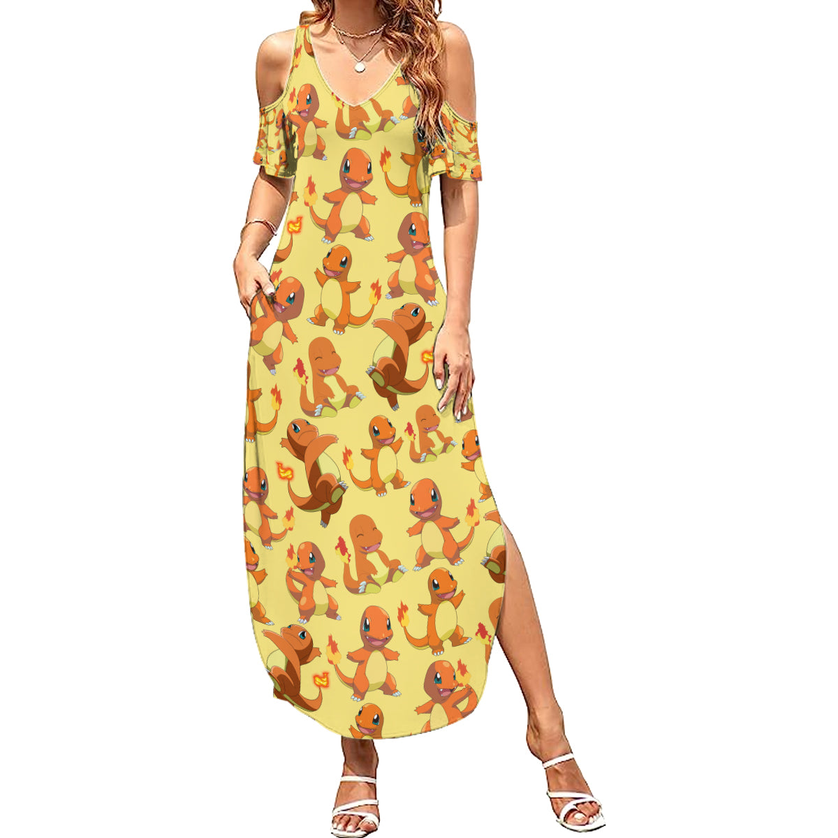 Charmander Pattern Style Summer Maxi Dress