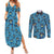 Lucario Pattern Style Couples Matching Summer Maxi Dress and Long Sleeve Button Shirt