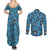 Lucario Pattern Style Couples Matching Summer Maxi Dress and Long Sleeve Button Shirt