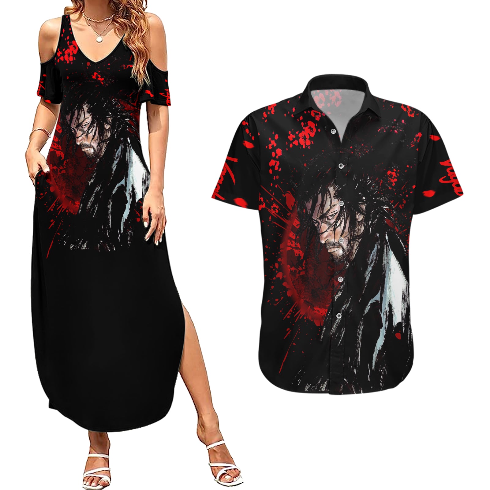 Miyamoto Musashi Couples Matching Summer Maxi Dress and Hawaiian Shirt