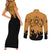 Kurama Sealing Eight Trigrams Symbol Couples Matching Short Sleeve Bodycon Dress and Long Sleeve Button Shirt Naruto