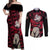 Doma - Demon Slayer Couples Matching Off Shoulder Maxi Dress and Long Sleeve Button Shirt Anime Mix Pattern Style