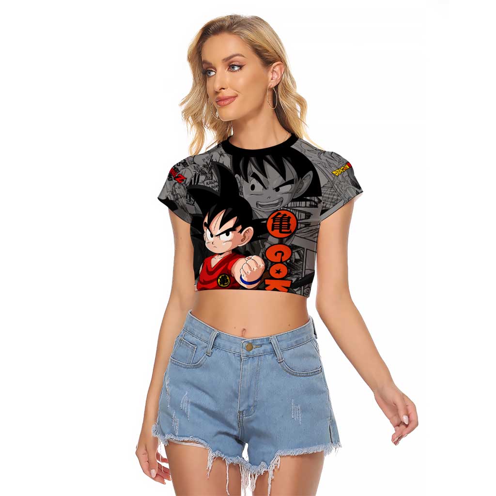 Goku Kid - Dragon Ball Raglan Cropped T Shirt Anime Mix Manga Style