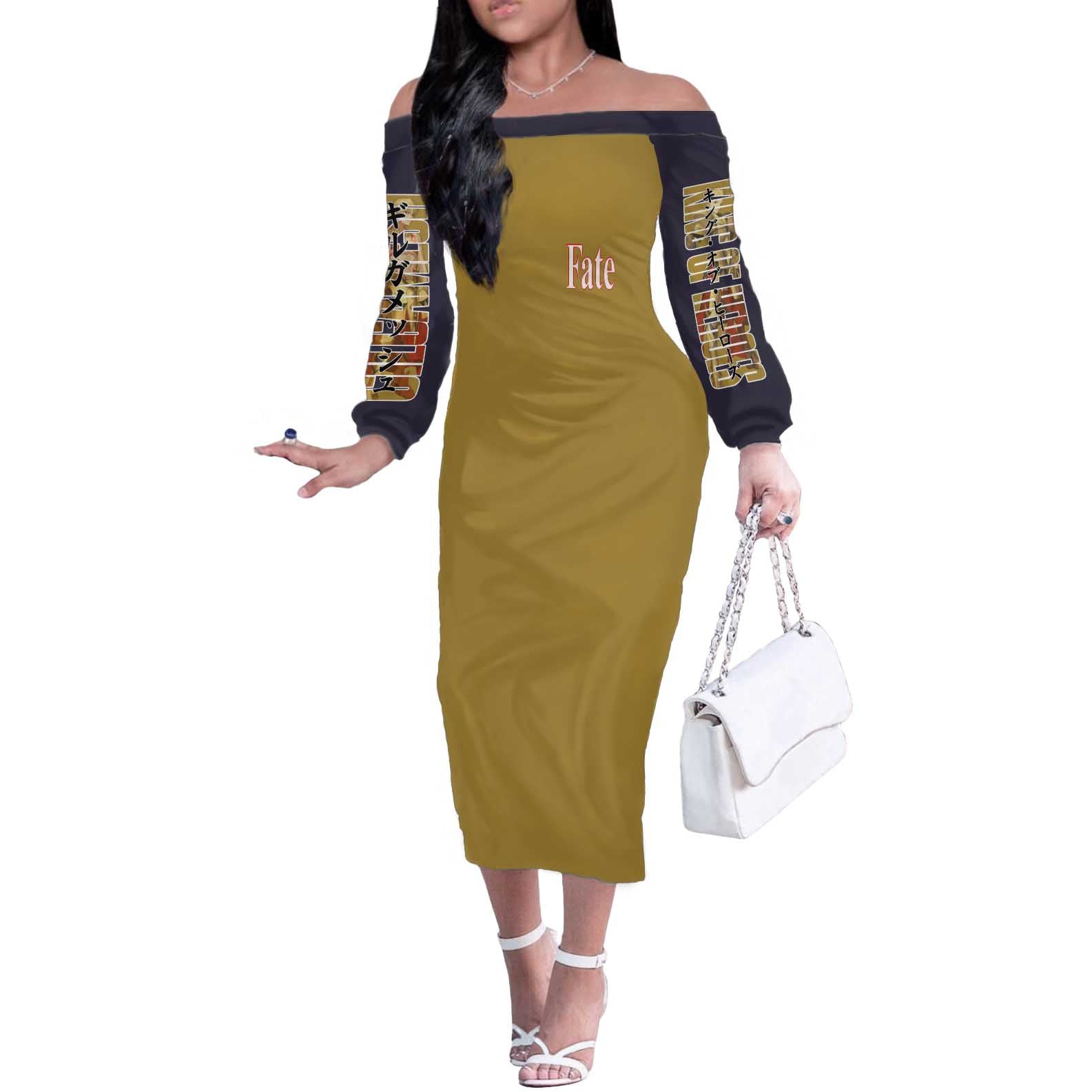 Gilgamesh Fate Series Off The Shoulder Long Sleeve Dress Anime Style