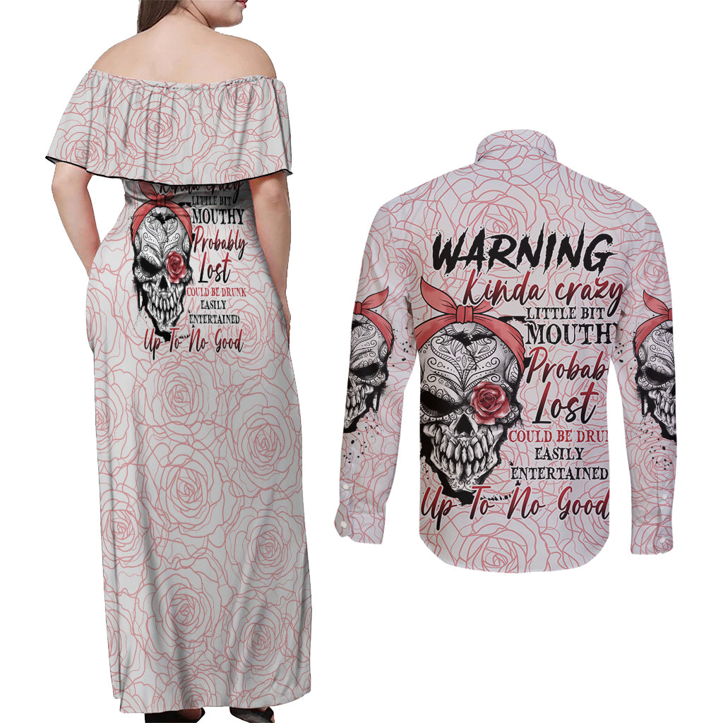 warning-kinda-crazy-tattooed-girl-rose-couples-matching-off-shoulder-maxi-dress-and-long-sleeve-button-shirt