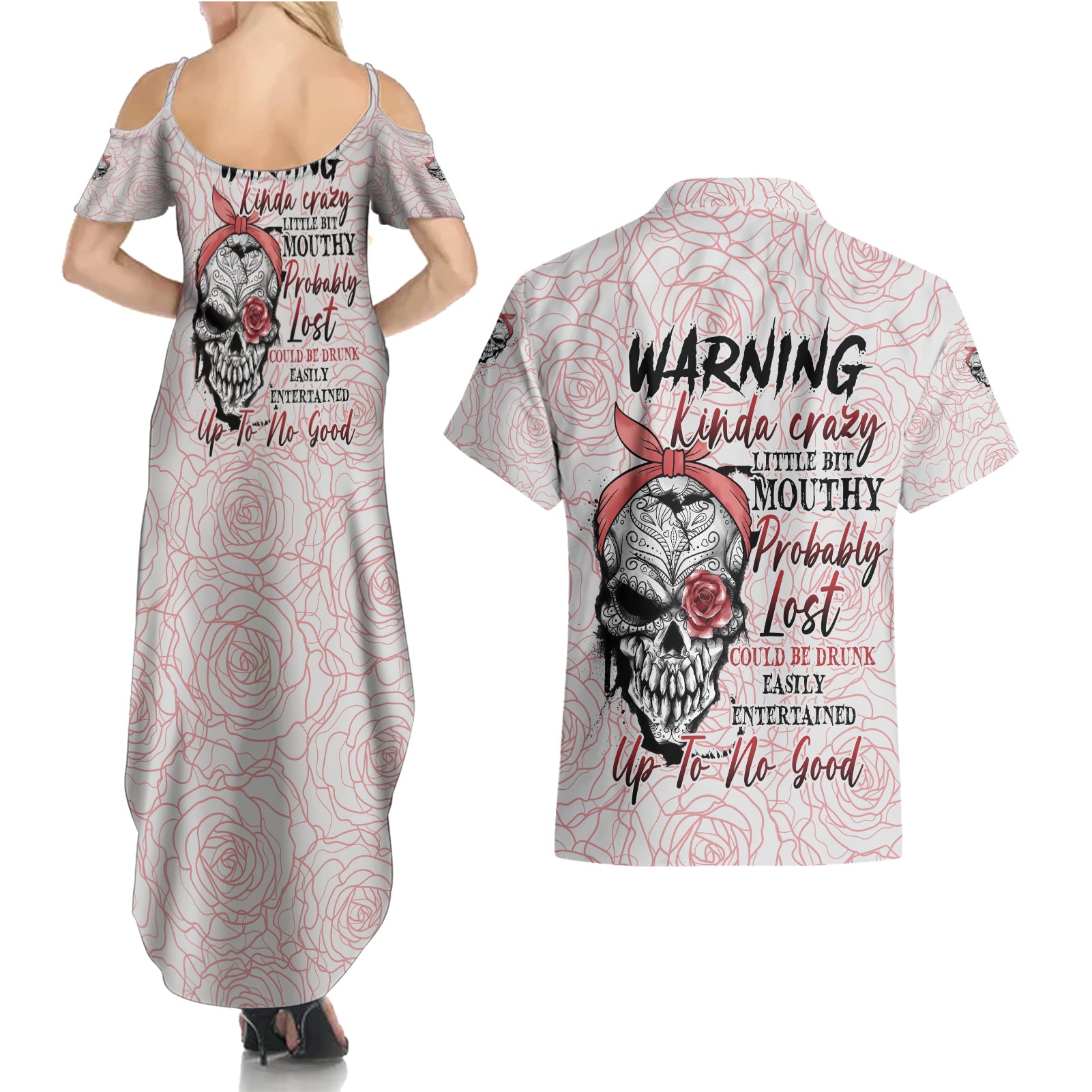 warning-kinda-crazy-tattooed-girl-rose-couples-matching-summer-maxi-dress-and-hawaiian-shirt