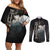 L Lawliet - Death Note Couples Matching Off Shoulder Short Dress and Long Sleeve Button Shirt