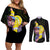 Cyberpunk David Martinez Couples Matching Off Shoulder Short Dress and Long Sleeve Button Shirt