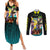 Cyberpunk David Martinez Couples Matching Summer Maxi Dress and Long Sleeve Button Shirt