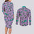 Noivern Pattern Style Couples Matching Long Sleeve Bodycon Dress and Long Sleeve Button Shirt