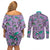 Noivern Pattern Style Couples Matching Off Shoulder Short Dress and Long Sleeve Button Shirt