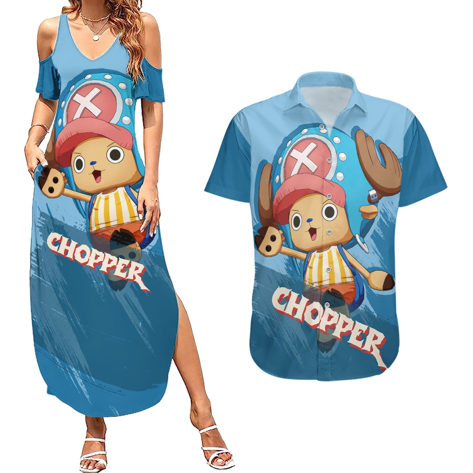 Tony Tony Chopper Couples Matching Summer Maxi Dress and Hawaiian Shirt