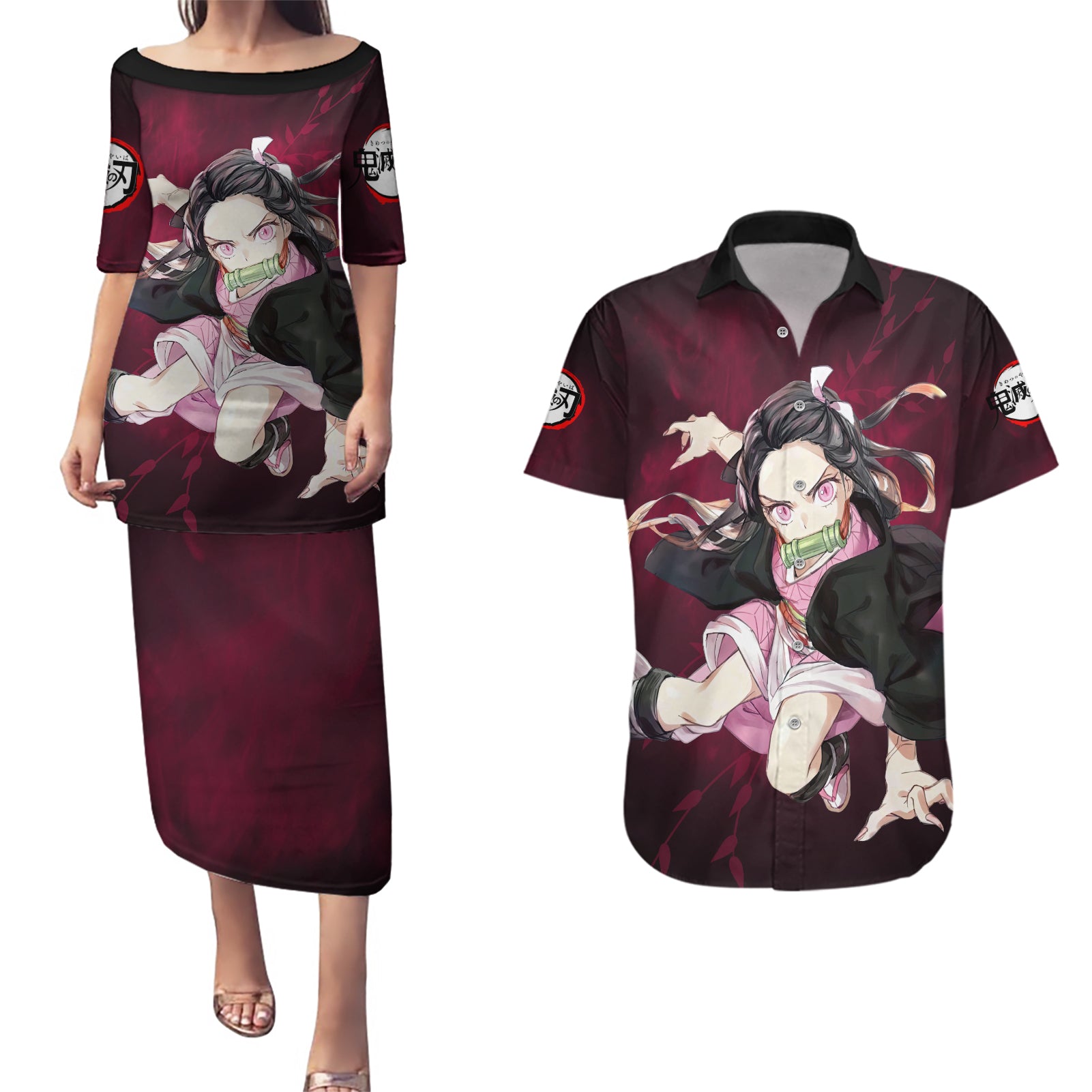 Nezuko - Fighting Anime Couples Matching Puletasi and Hawaiian Shirt