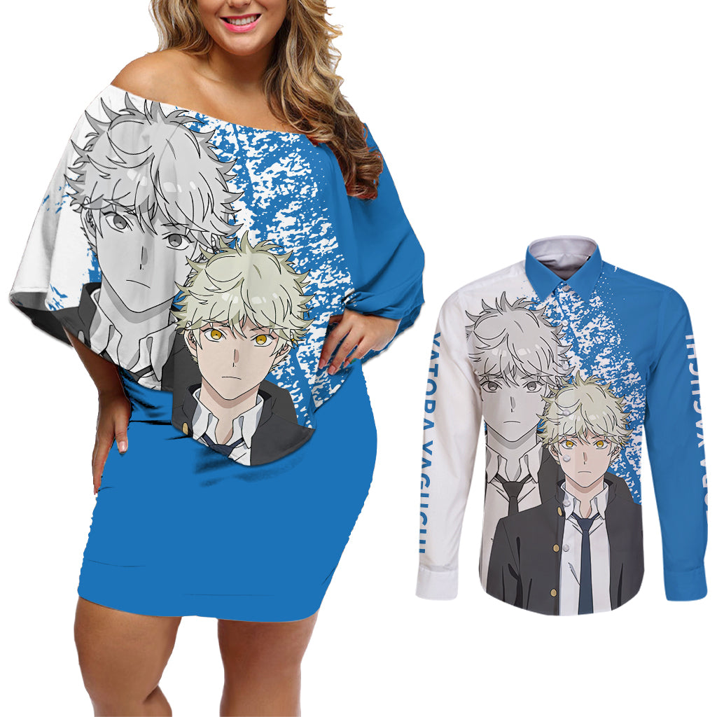 Yatora Yaguchi - Blue Period Couples Matching Off Shoulder Short Dress and Long Sleeve Button Shirt