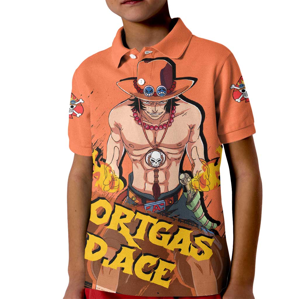 Portgas D.Ace - One Piece Kid Polo Shirt Anime Style