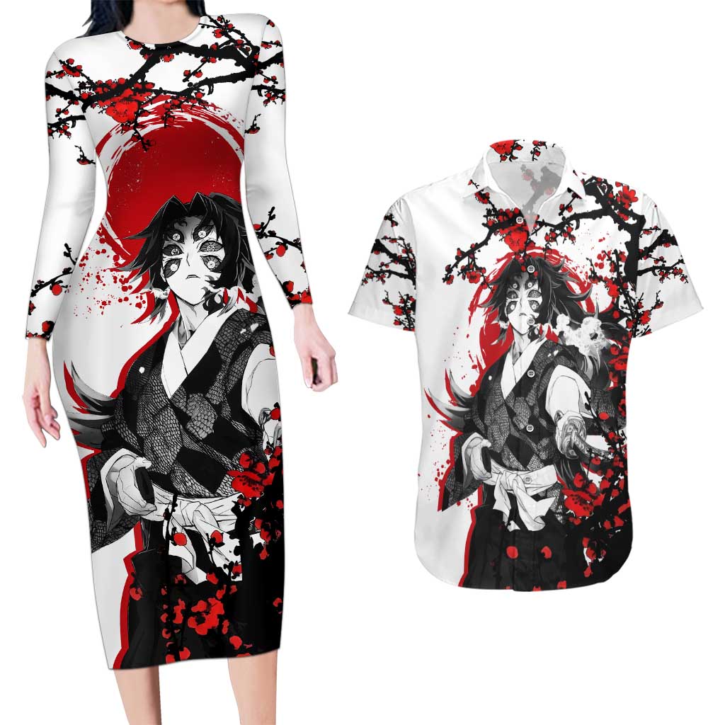 Kokushibo - Demon Slayer Couples Matching Long Sleeve Bodycon Dress and Hawaiian Shirt Anime Japan Style