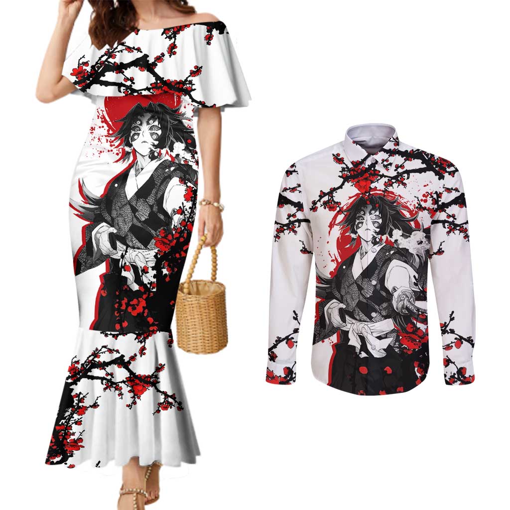 Kokushibo - Demon Slayer Couples Matching Mermaid Dress and Long Sleeve Button Shirt Anime Japan Style