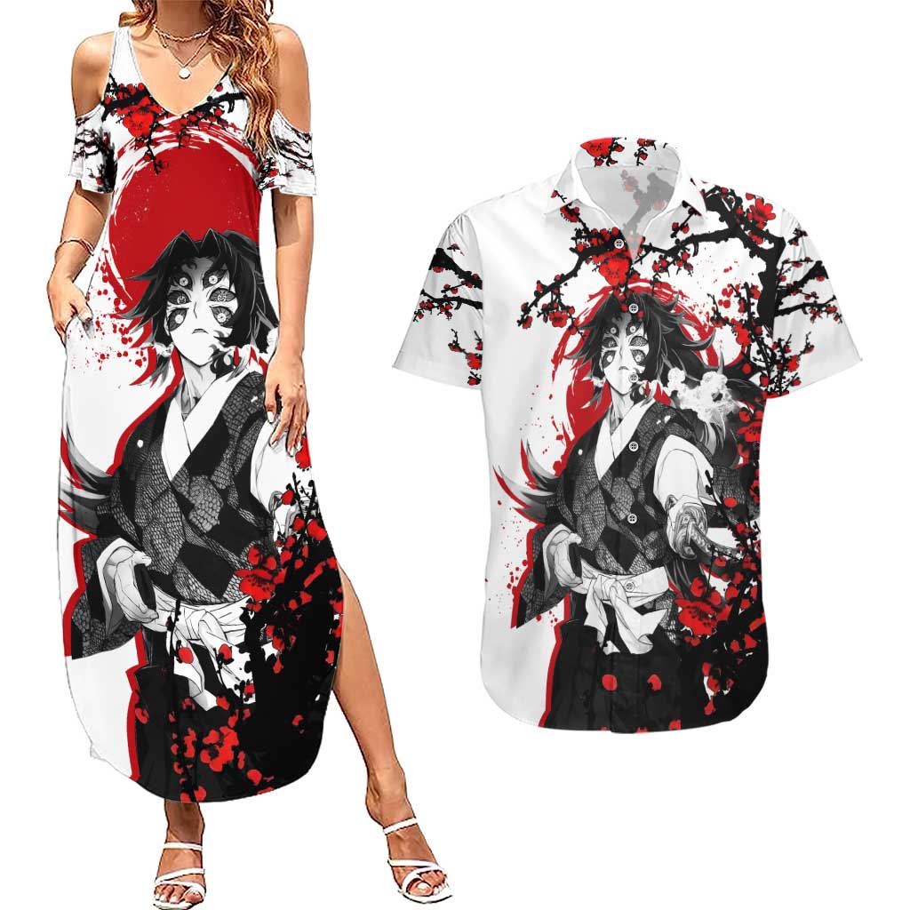 Kokushibo - Demon Slayer Couples Matching Summer Maxi Dress and Hawaiian Shirt Anime Japan Style