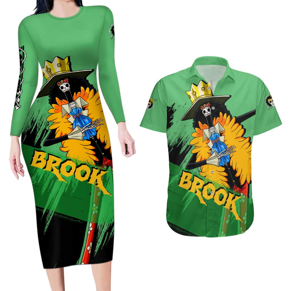 Brook - One Piece Couples Matching Long Sleeve Bodycon Dress and Hawaiian Shirt Anime Style