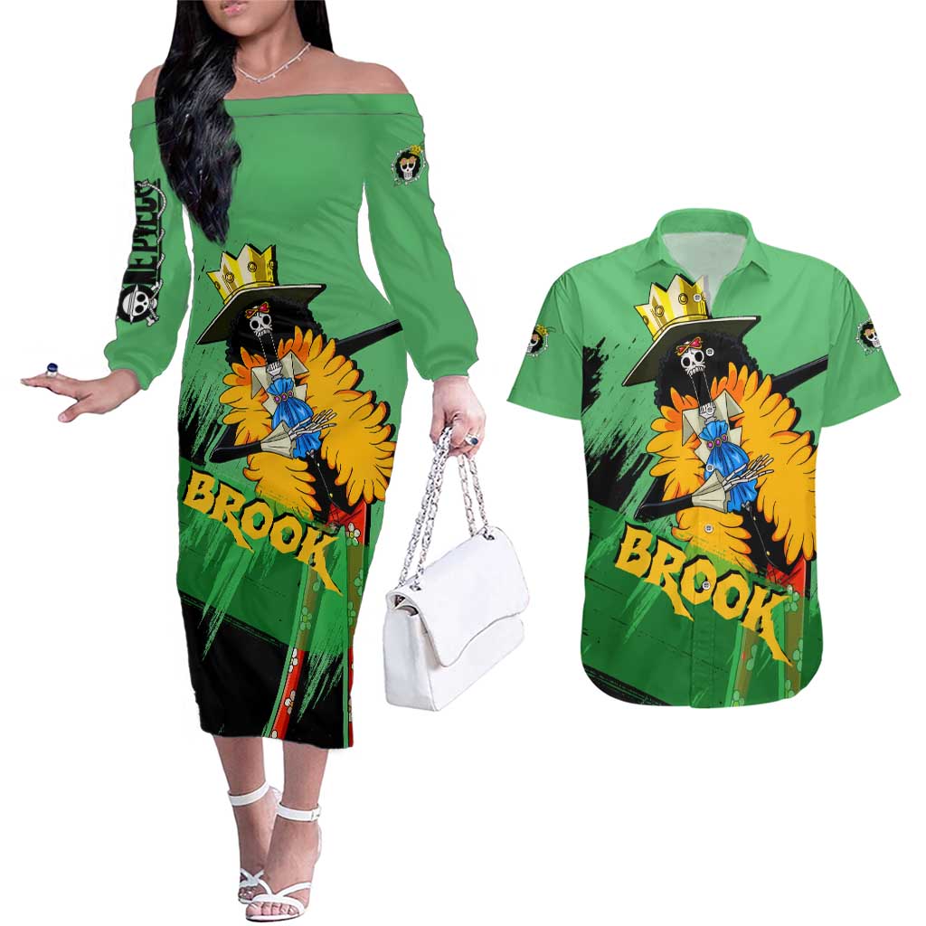 Brook - One Piece Couples Matching Off The Shoulder Long Sleeve Dress and Hawaiian Shirt Anime Style